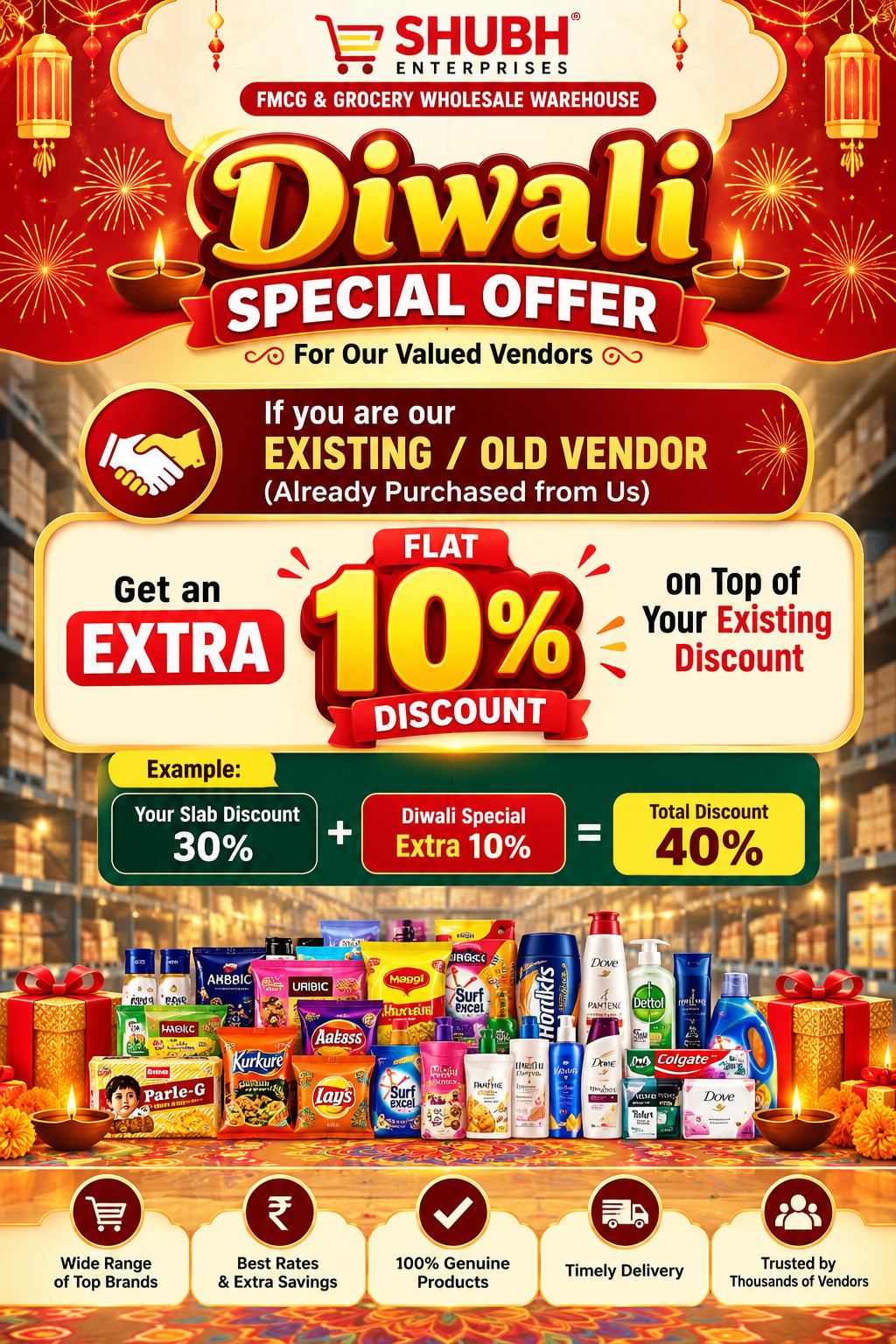 Shubh Enterprises Diwali special offer: existing vendors ko flat extra 10% discount